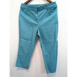 Chico's Twill Chino Crop Pants Teal Women's Size 1 US Size 8-10 NWT Fashion Reef